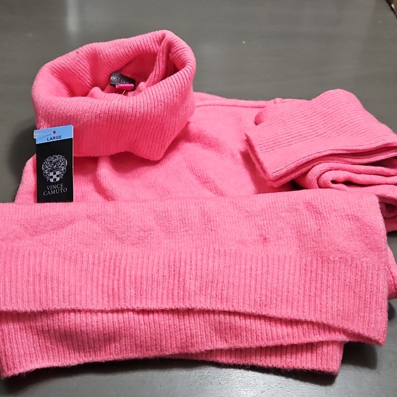 Vince Camuto Pop Pink Turtleneck Sweater - Picture 2 of 7